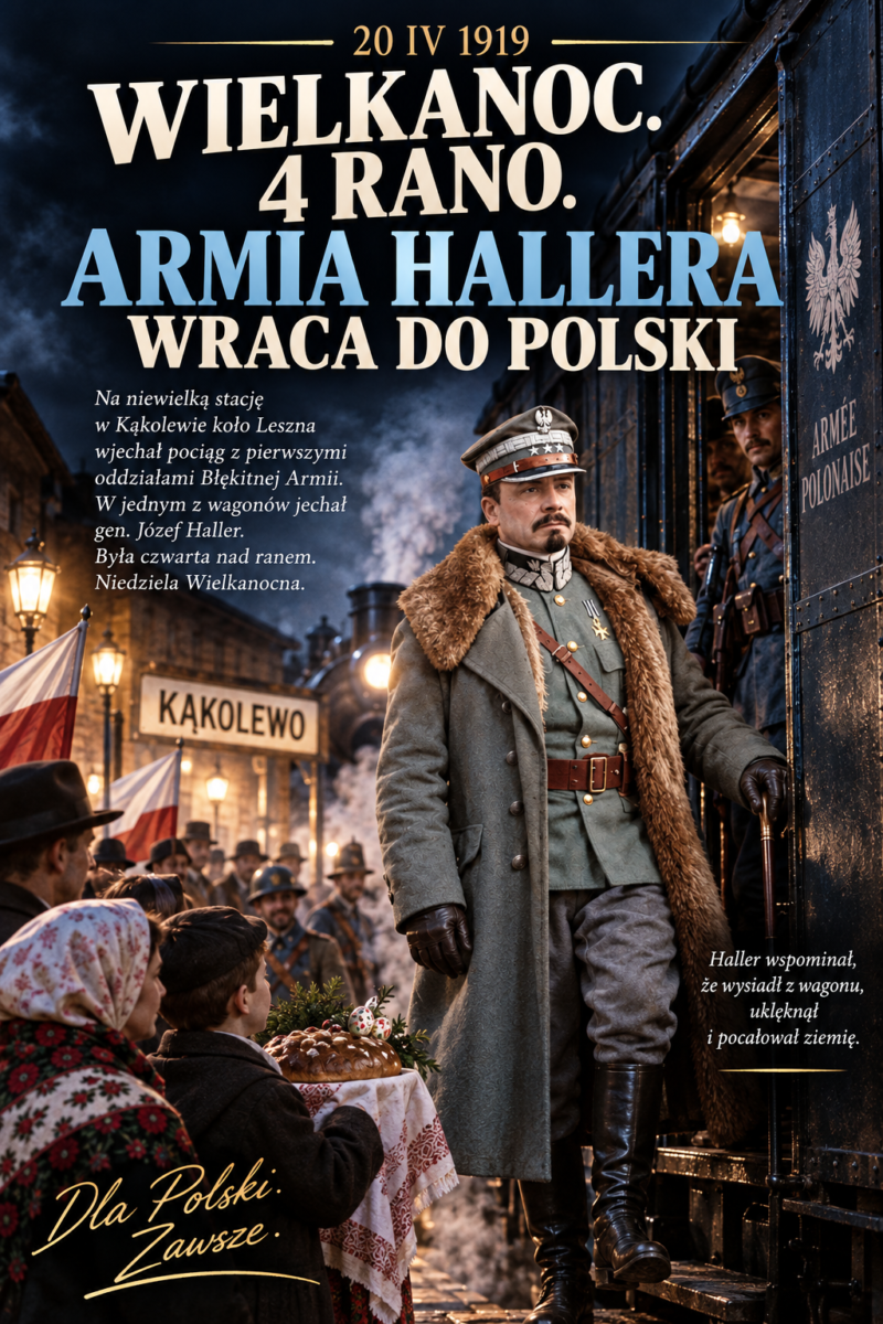 BŁĘKITNA ARMIA WITANA NA ZIEMIACH POLSKICH CHLEBEM I SOLĄ